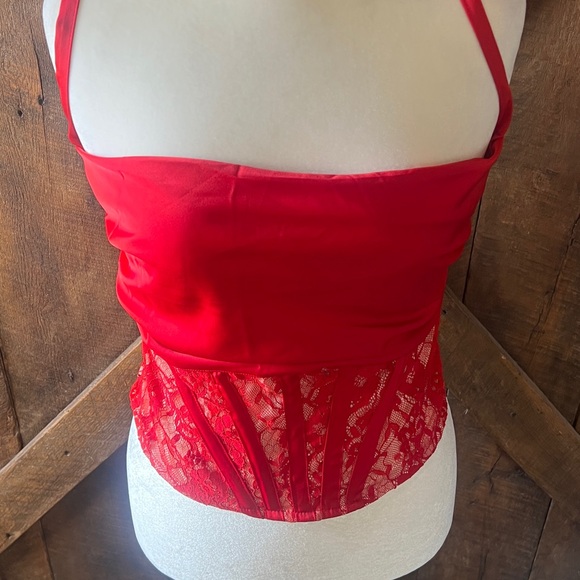 New York & Company Womens XL Red Lace Sleeveless Corset Top NWT EXTRA LARGE - Picture 2 of 9